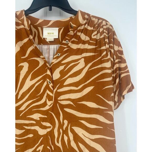 Anthropologie Maeve Windham Cedar Zebra Blouse Size S brown - Picture 4 of 9